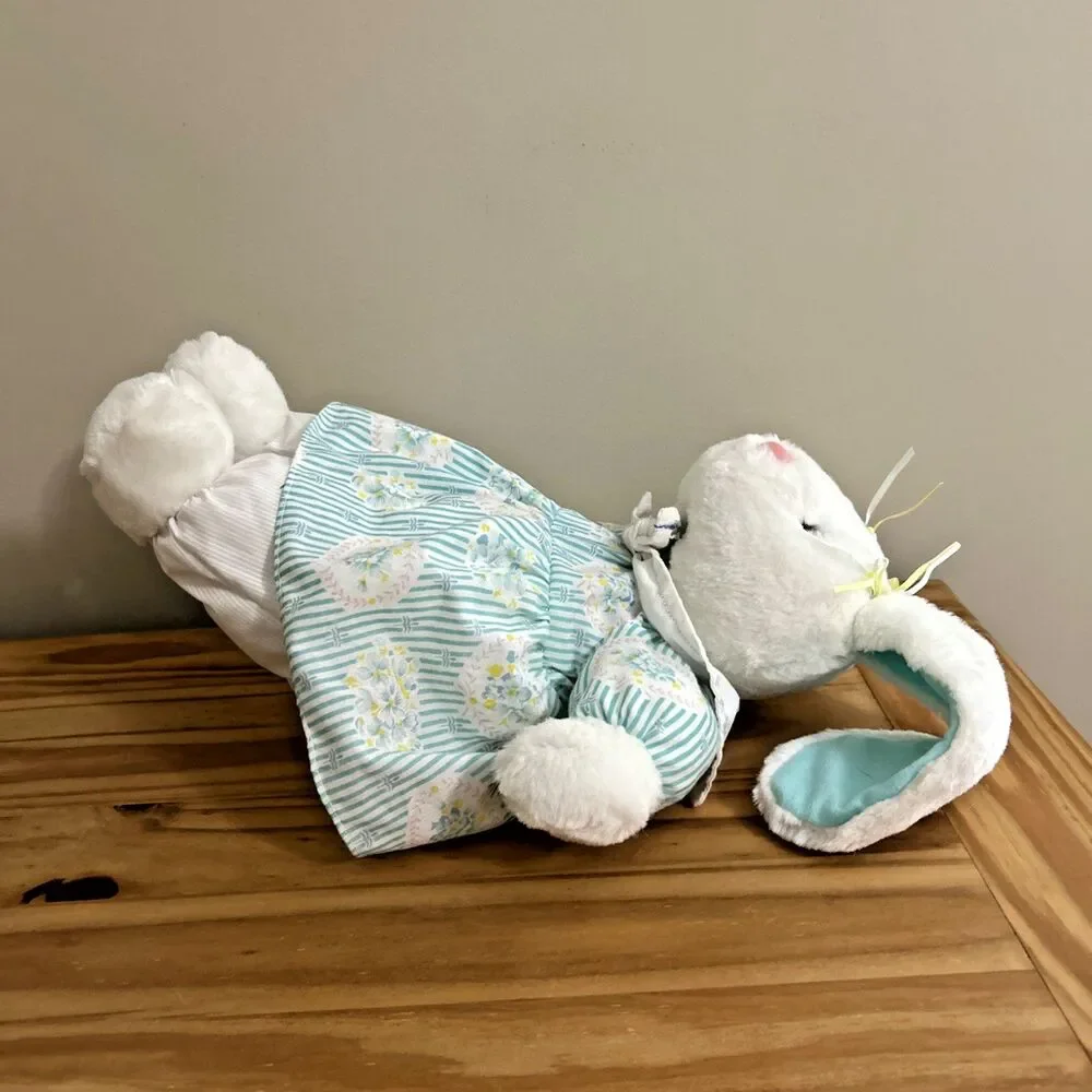 Kids of America Bunny Plush Floral Green Dress Easter Rabbit 15